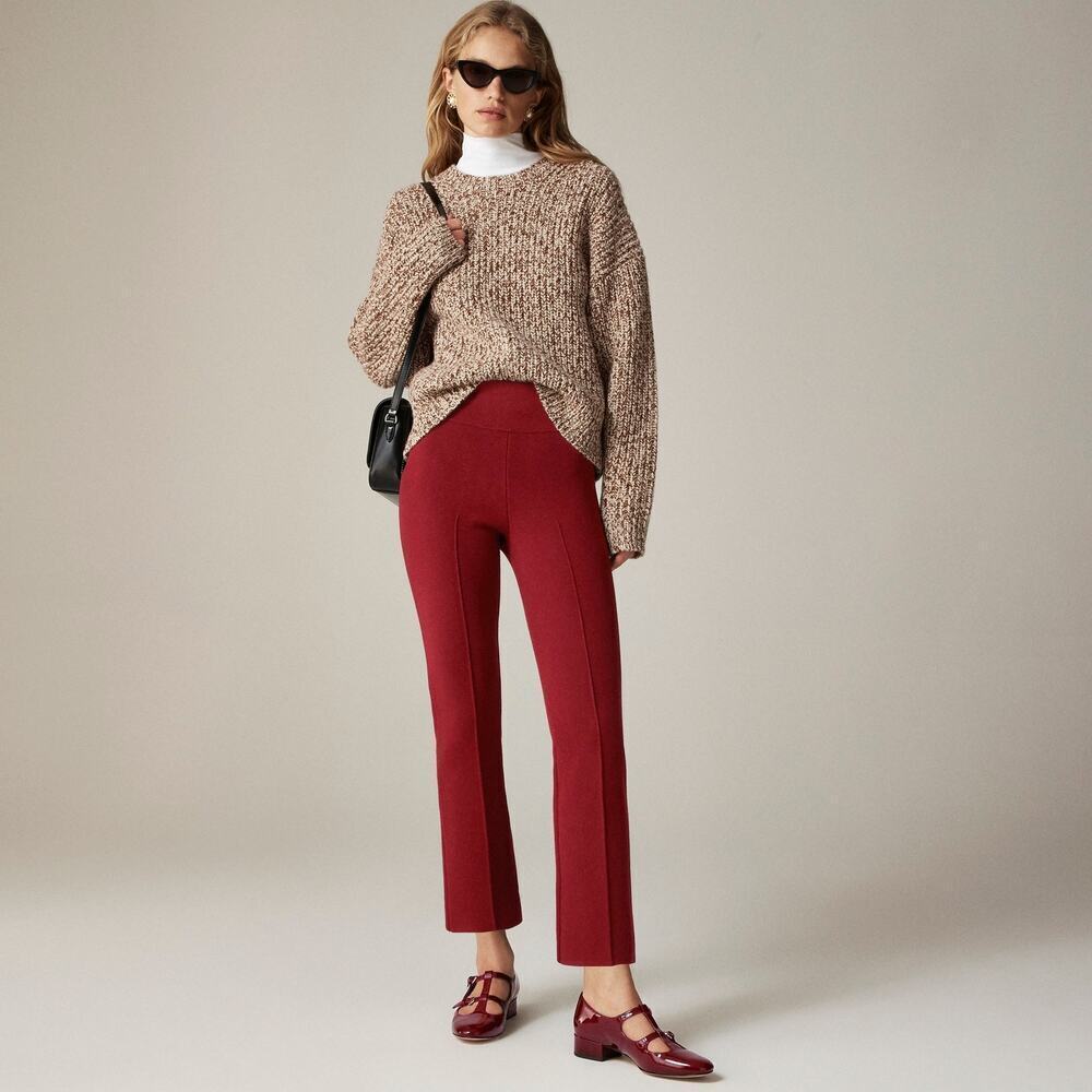 J. Crew Women's Delaney Kickout Sweater Pull On Pant Burgundy Size M Tall NWT